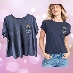 2 For $10 - Old Navy Women's 2X Slub Knit Navy Blue Graphic Rainbow Tee